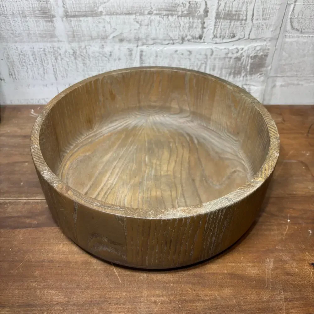 Round Wooden Serving Bowl